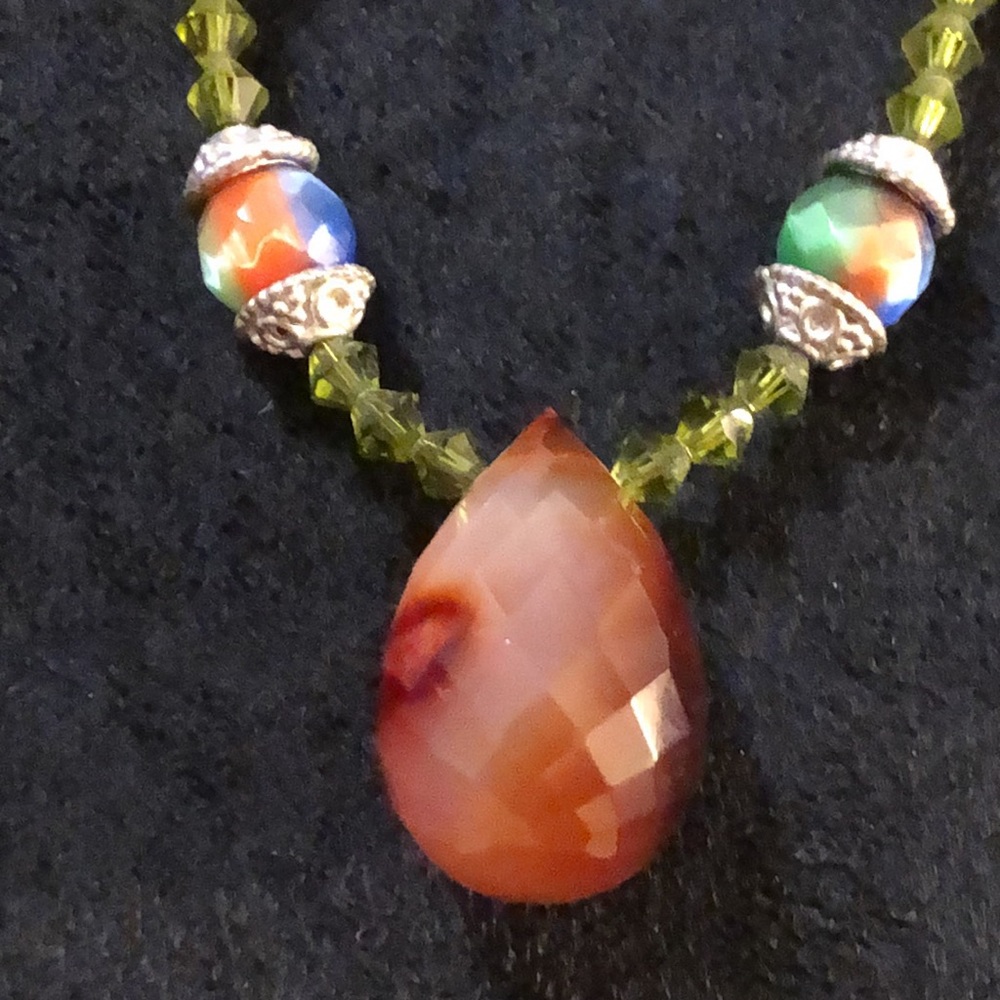 VTG 1980 Bellagio Crystals Multi Color Faceted Crystal Necklace.Rare Edition